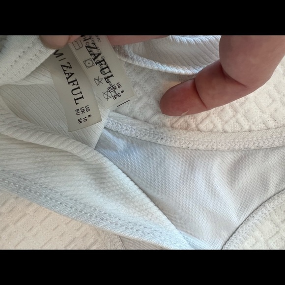 ZAFUL Women's White Bandeau Bikini Set High Cut Strapless Sexy Bathing Suit - Picture 9 of 11